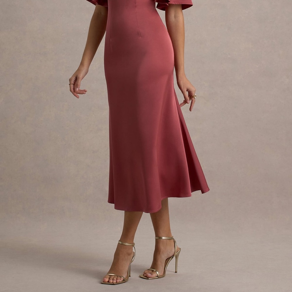 Joie Mauve Satin Flutter Sleeve Dress - Picture 6 of 6